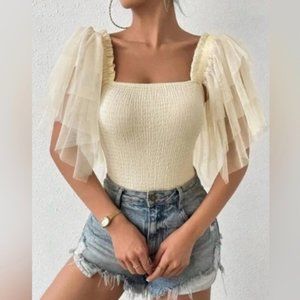 🌼 Free People Kill The Lights Smocked Bodysuit - Cream 🌼